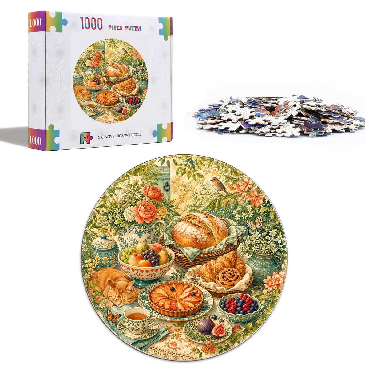 Sunlit Garden Bakery Table Round Puzzle - puzzle product view