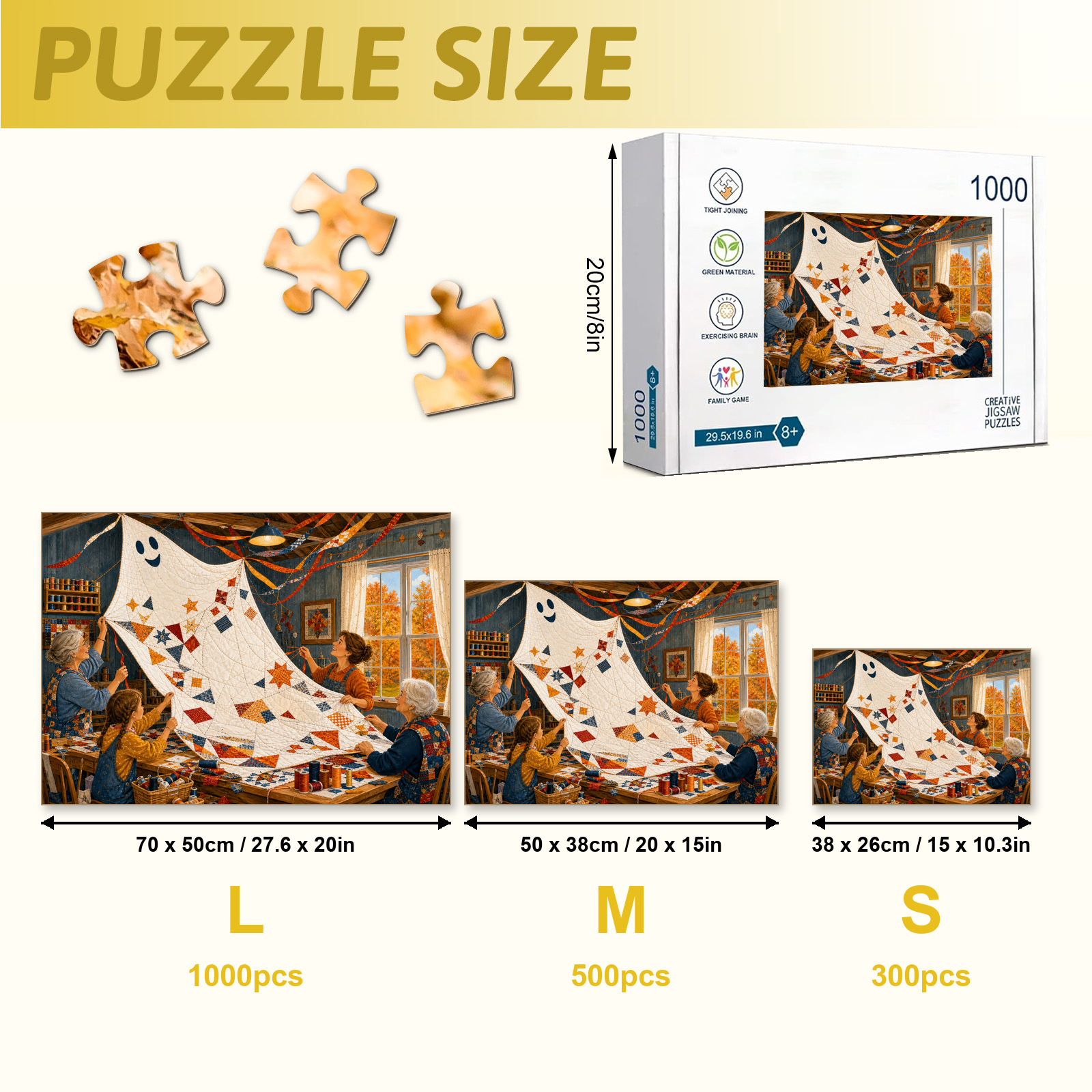 Patchwork Ghost Kite 1000 Piece Puzzle - puzzle detail view