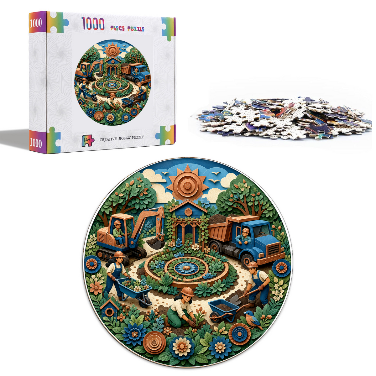 Sapphire Construction Site Story Round Puzzle - puzzle product view