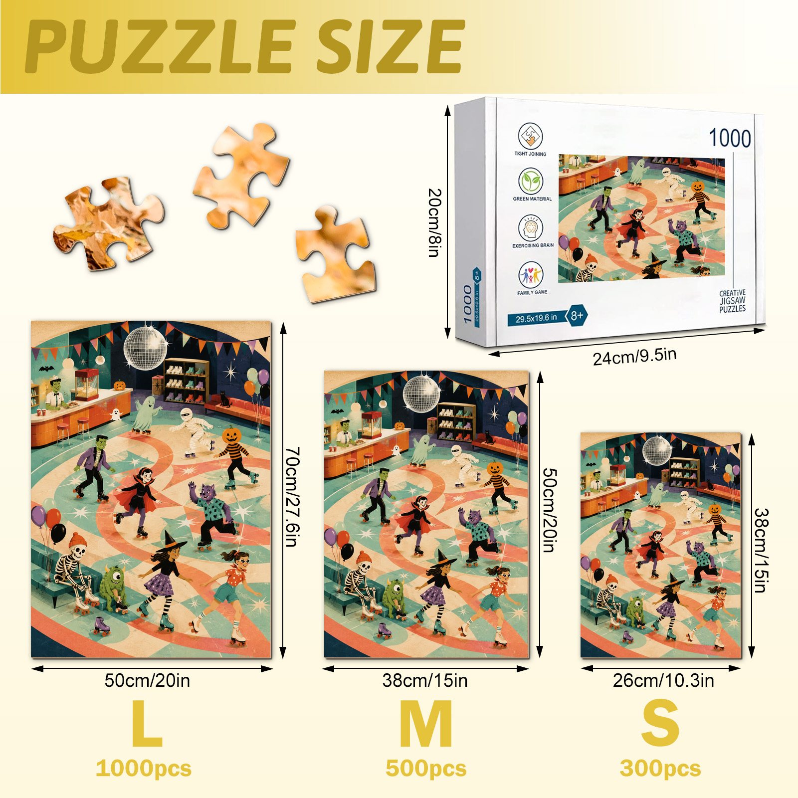 Monster Roller Rink Halloween Jigsaw Puzzle - puzzle detail view