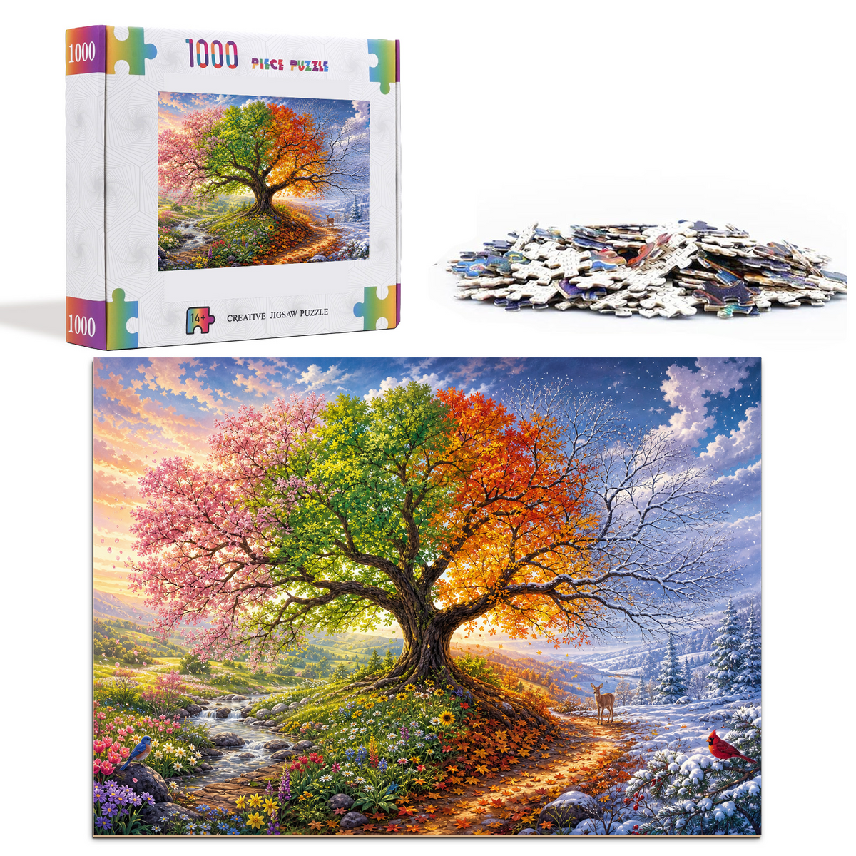Wildflower Four Seasons Tree Landscape Puzzle - puzzle product view