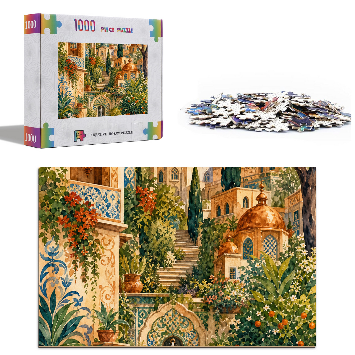 Hidden Watercolor City Garden Portrait Puzzle - puzzle product view