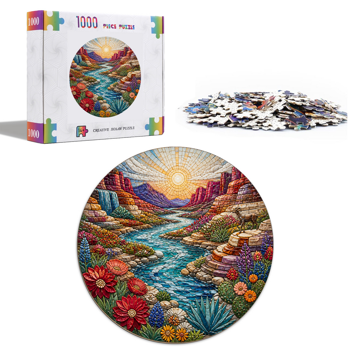Whispering Wildflower Canyon River Round Puzzle - puzzle product view