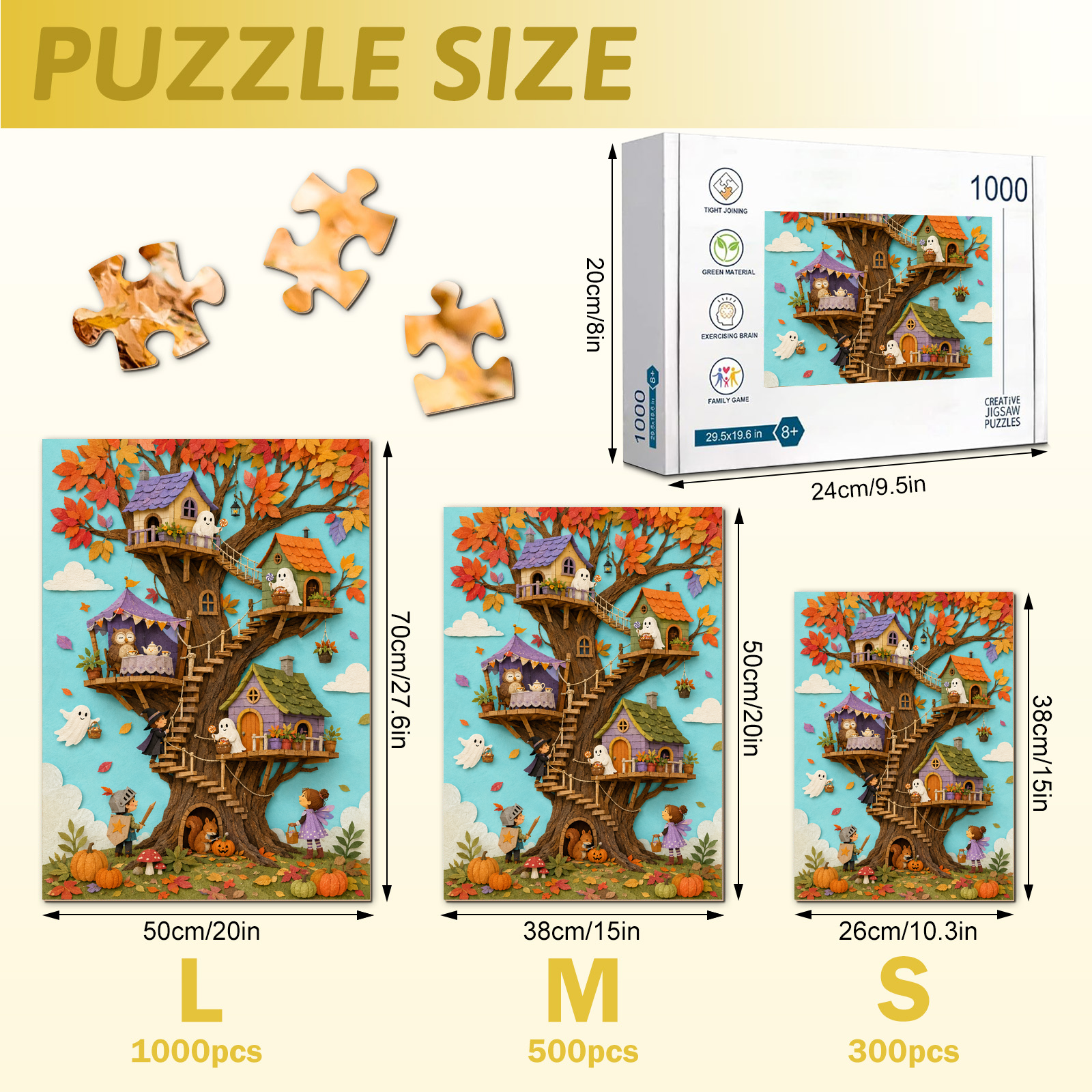 Friendly Ghost Treehouse Village Puzzle - puzzle detail view