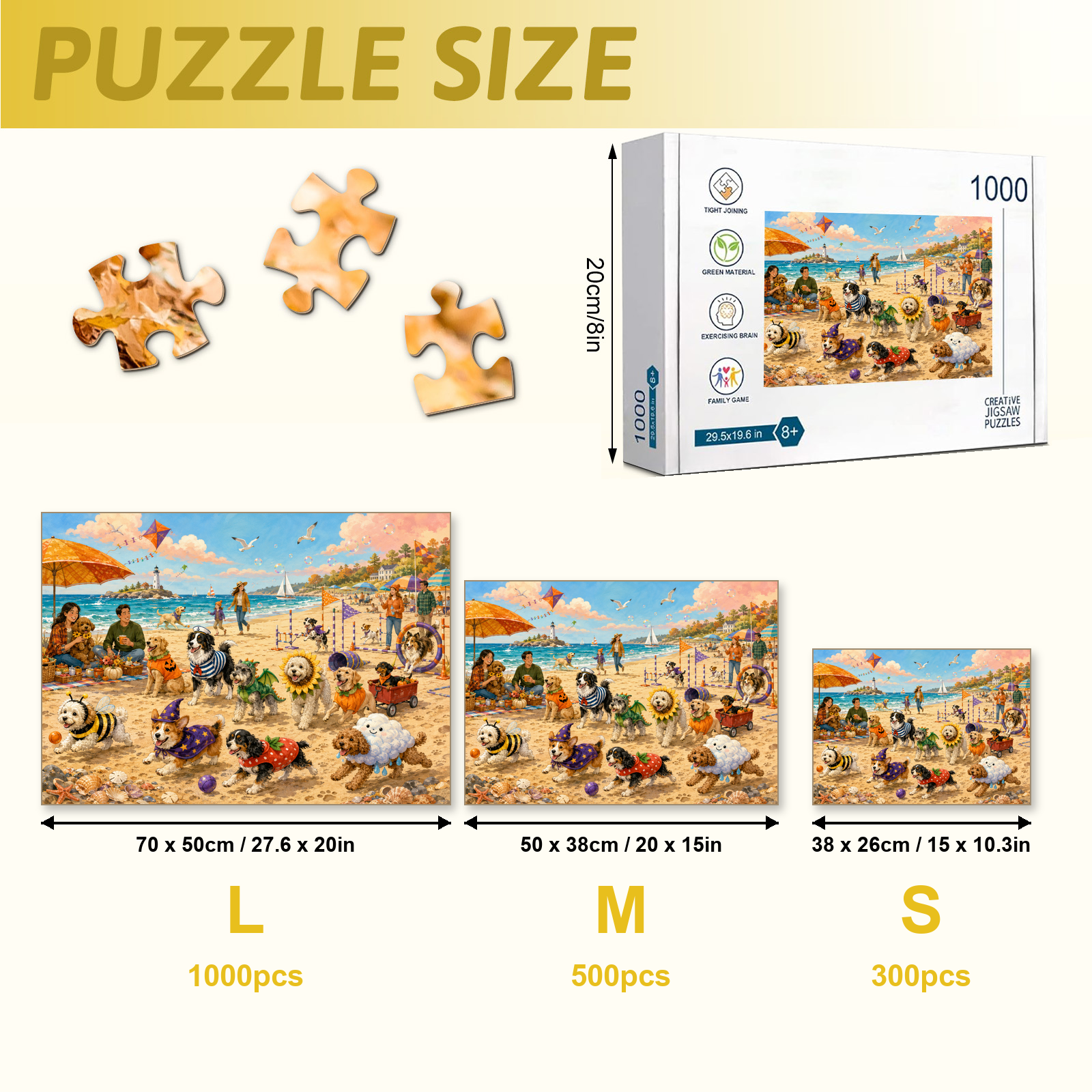 Dog Costume Beach Party 1000 Piece Puzzle - puzzle detail view