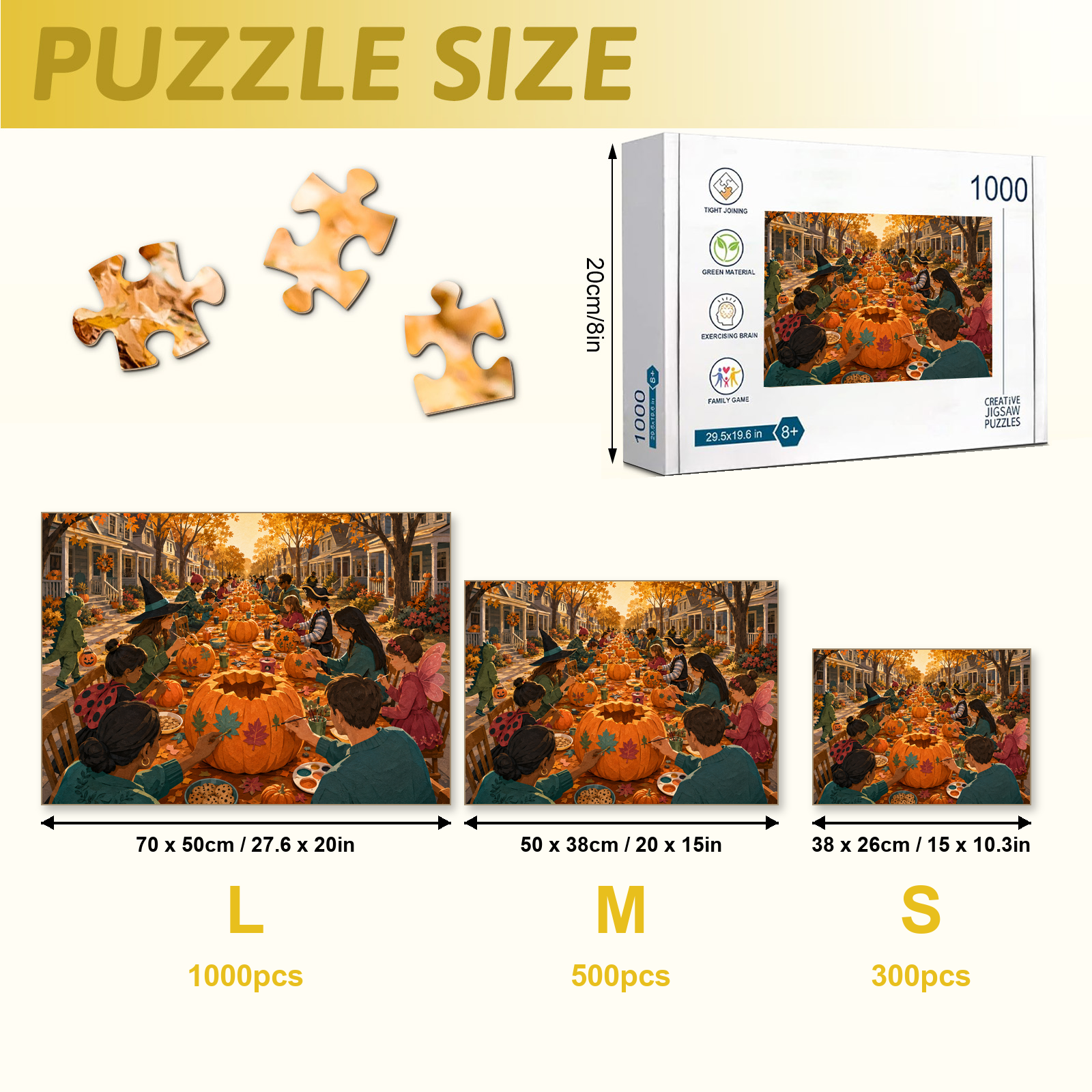 Pumpkin Decorating Party 1000 Piece Puzzle - puzzle detail view