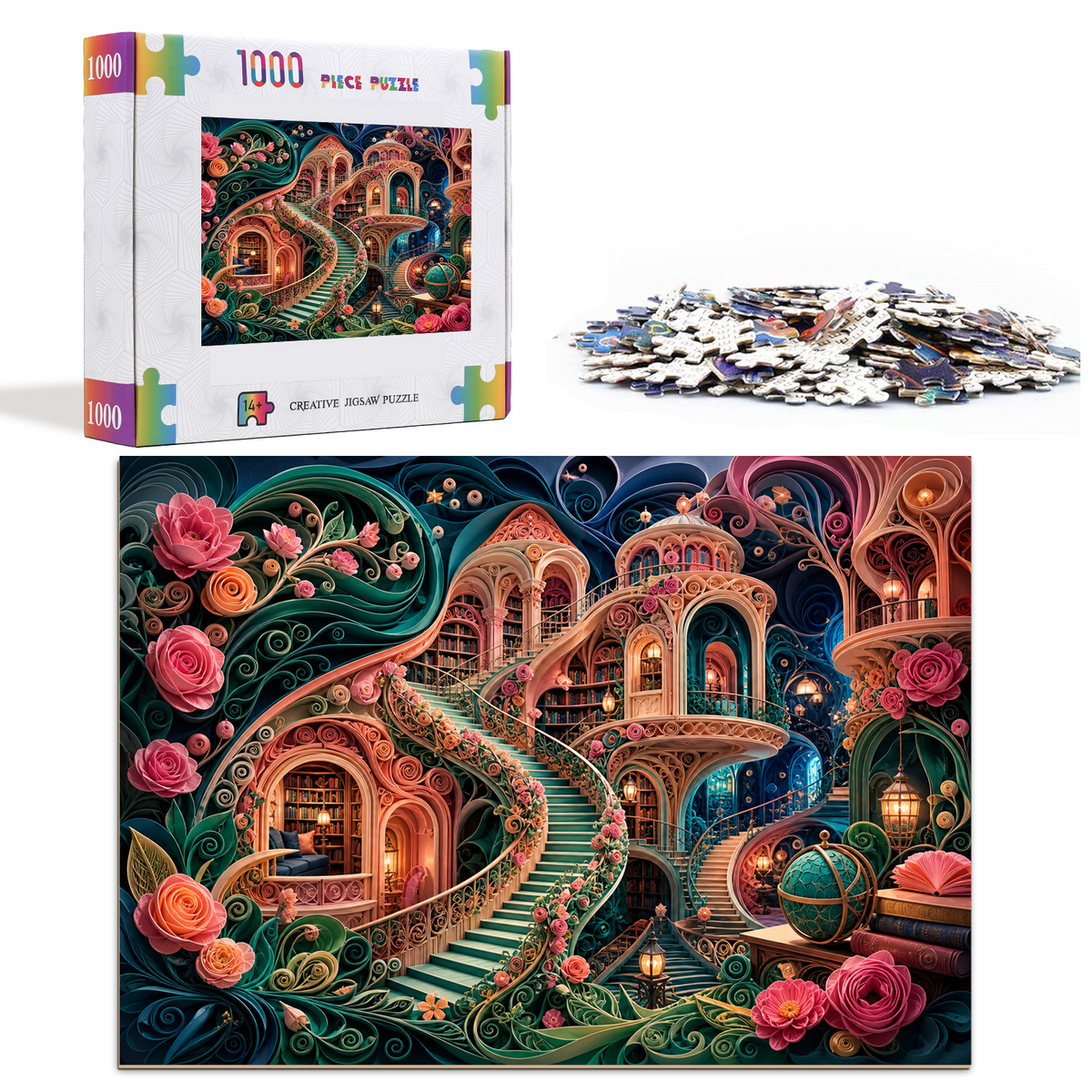 Wildflower Impossible Library Stair Landscape Puzzle - puzzle product view