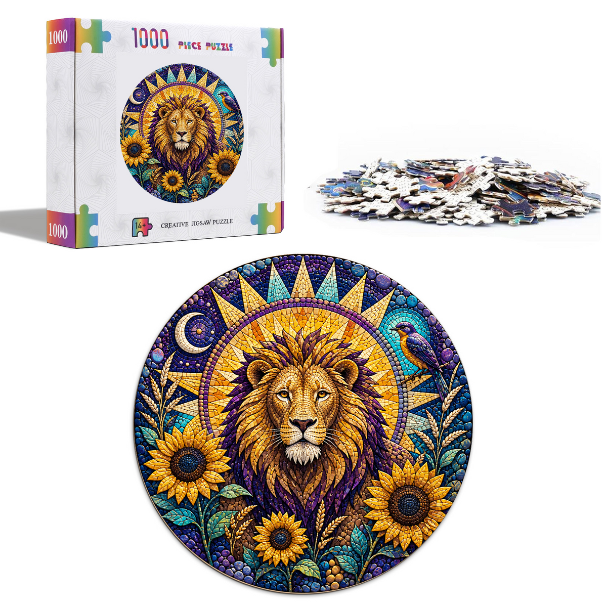 Twilight Lion Sun Garden Round Puzzle - puzzle product view