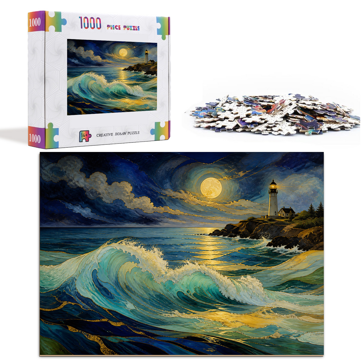 Story Rich Mosaic Waves Enamel Art Landscape Puzzle - puzzle product view