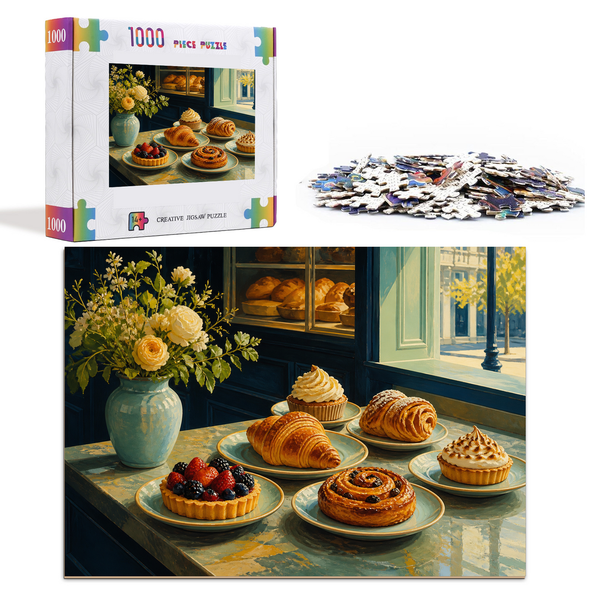 Luminous Pastry Counter Gouache Landscape Puzzle - puzzle product view