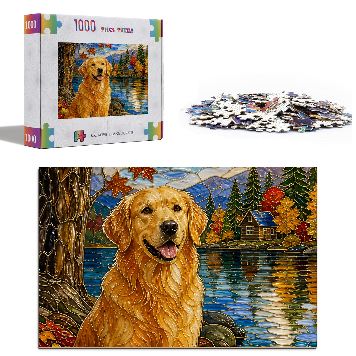 Luminous Golden Retriever Portrait Puzzle - puzzle product view