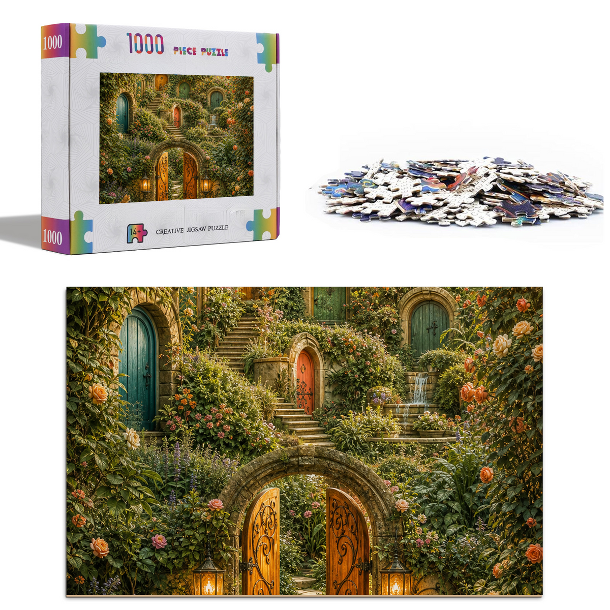 Amber Secret Garden Doors Portrait Puzzle - puzzle product view