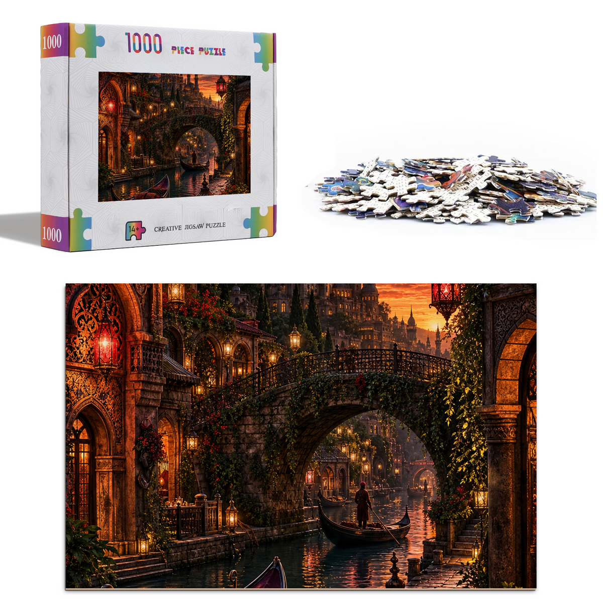 Aurora Canal Lantern Quarter Portrait Puzzle - puzzle product view