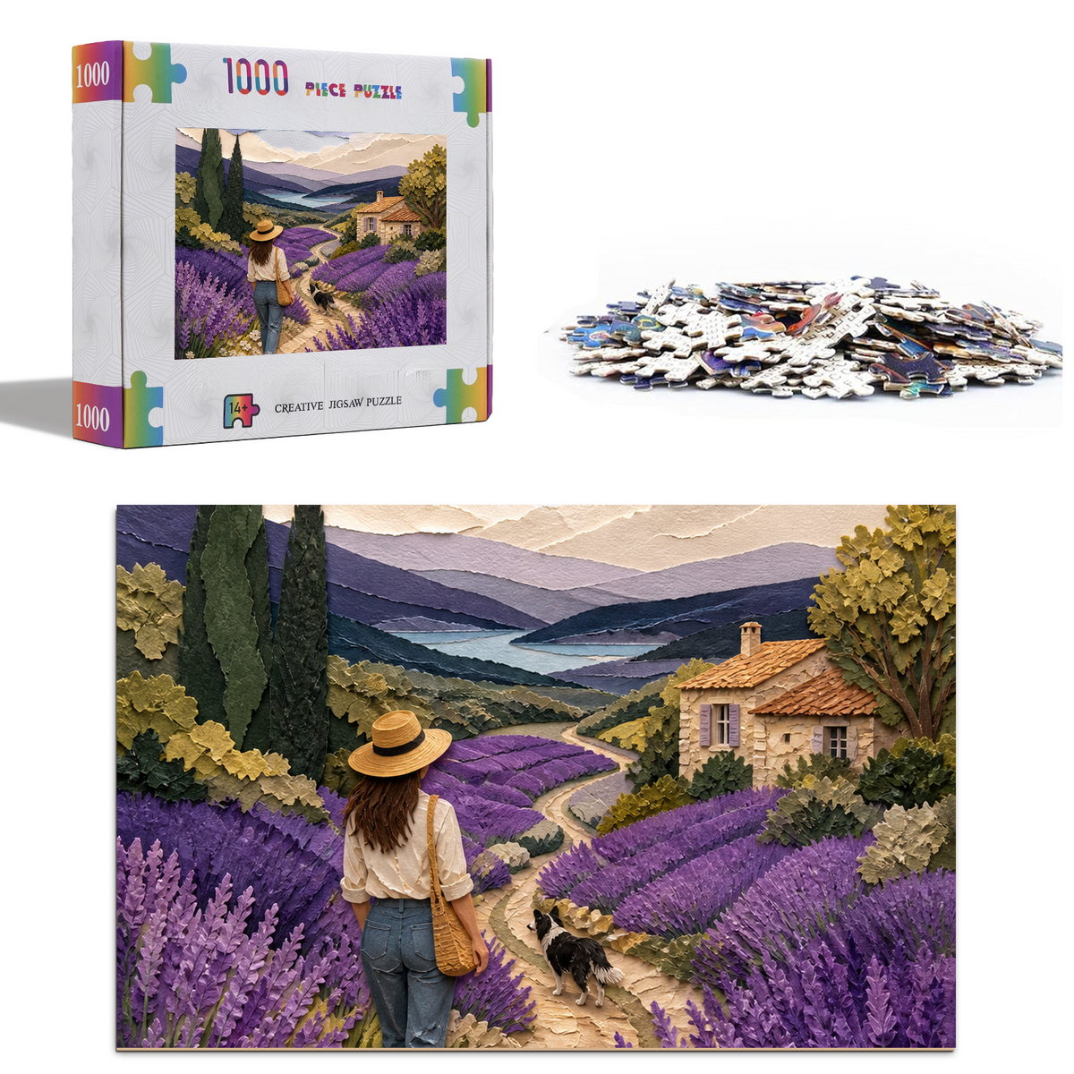 Rain-Washed Lavender Hills Portrait Puzzle - puzzle product view