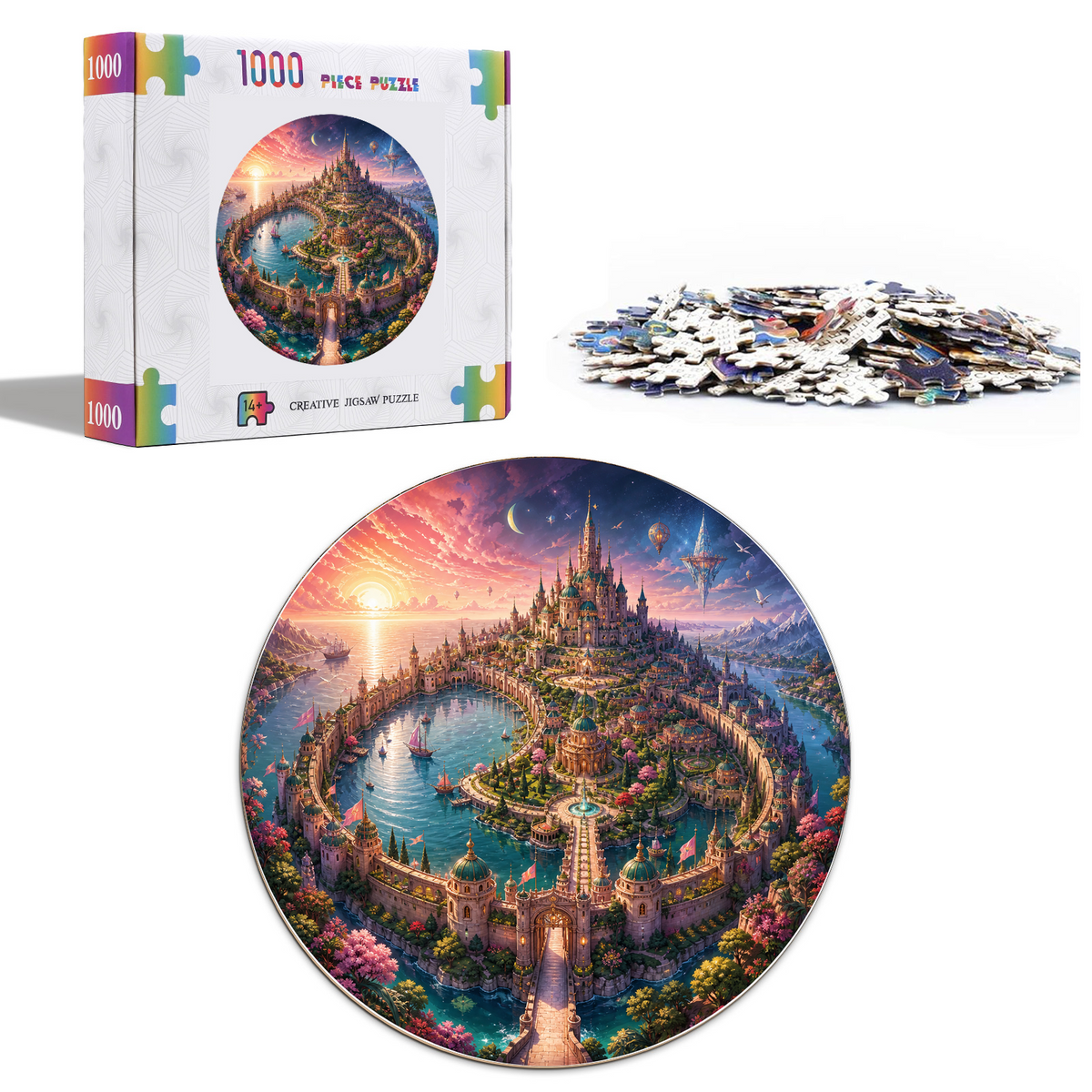 Velvet Crescent Castle City Round Puzzle - puzzle product view