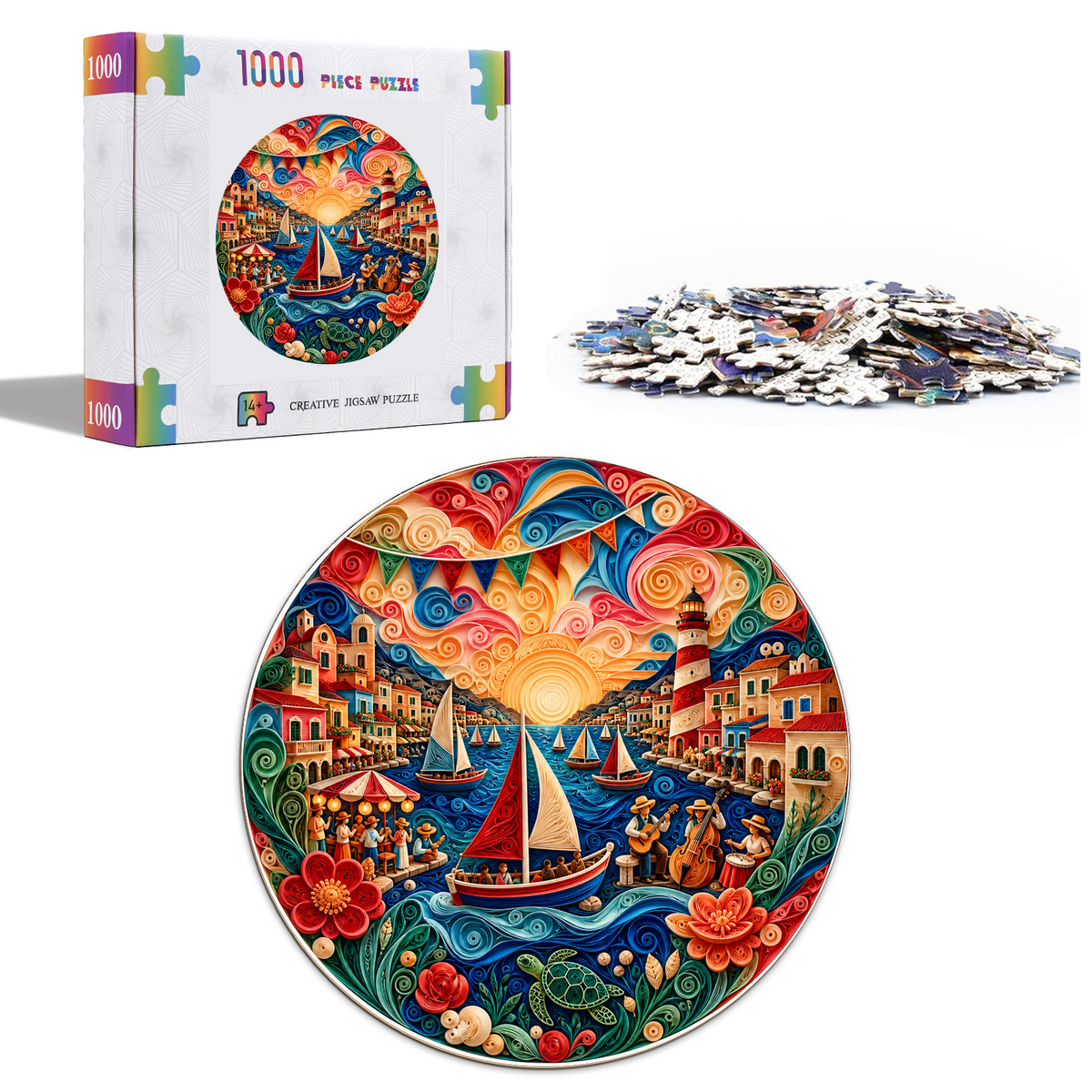 Radiant Coastal Summer Festival Round Puzzle - puzzle product view