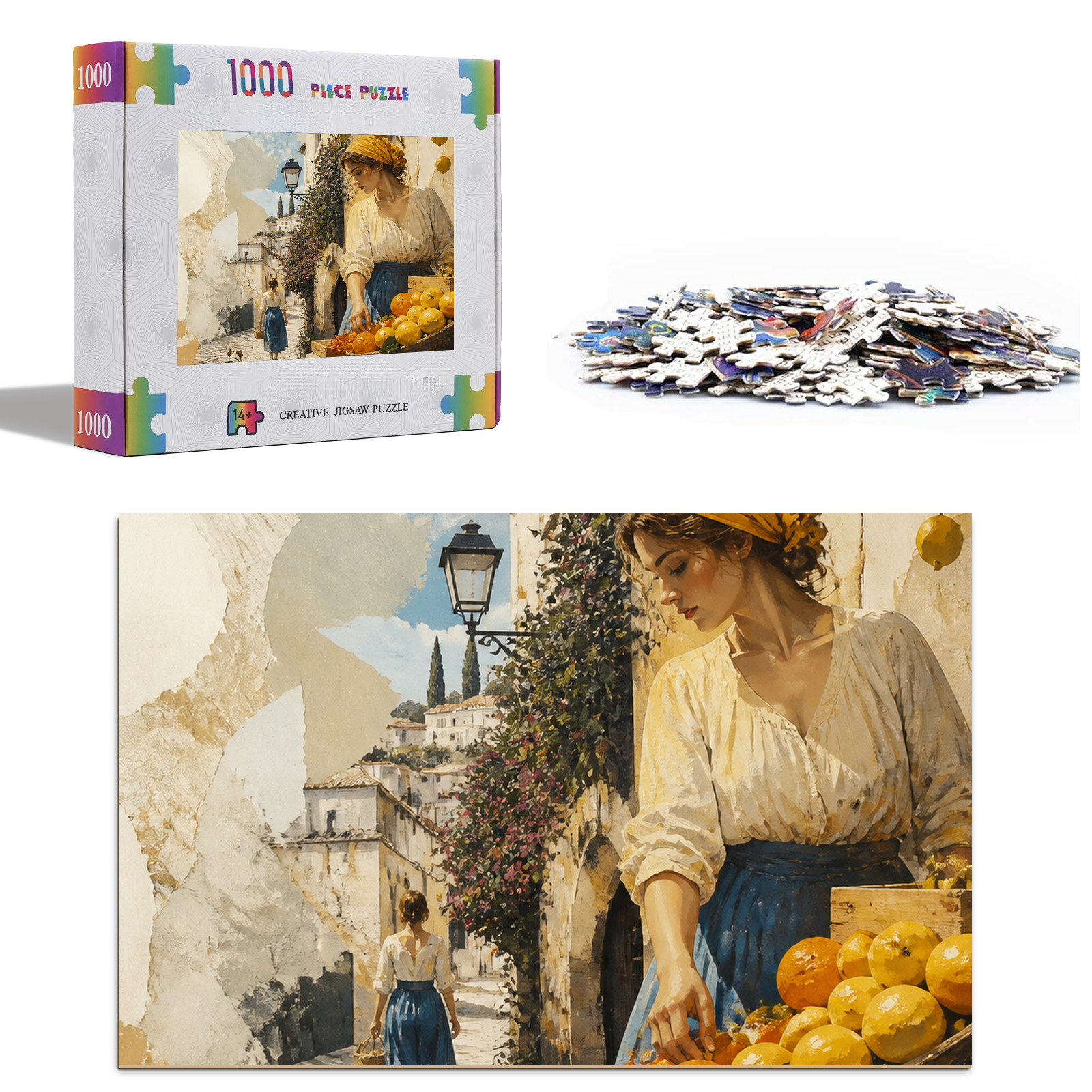 Quiet Gouache Fruit Market Portrait Puzzle - puzzle product view
