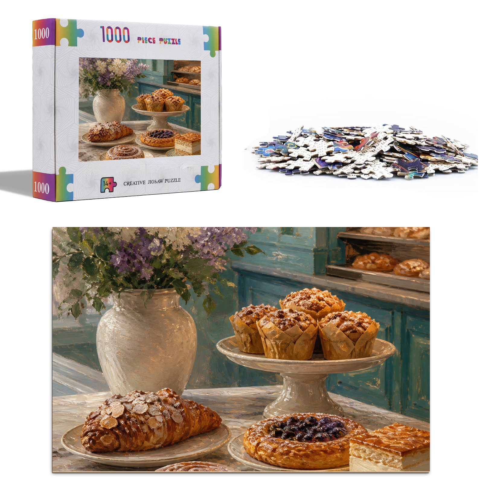 Rain Washed Pastry Counter Oil Impasto Portrait Puzzle - puzzle product view
