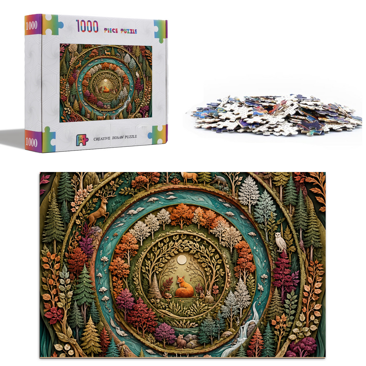 Amber Forest Ring Pattern Portrait Puzzle - puzzle product view