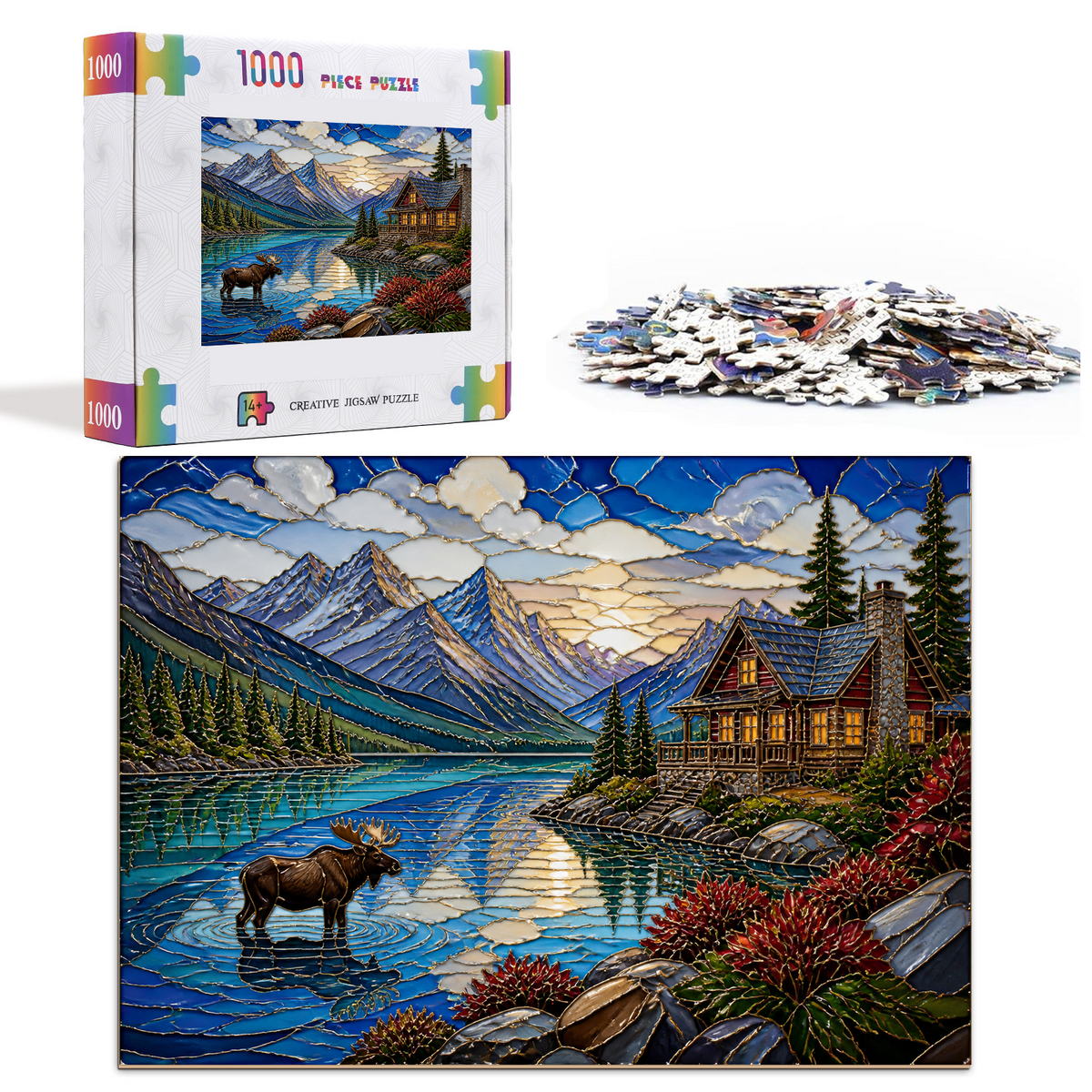 Vibrant Alpine Lake Landscape Puzzle - puzzle product view