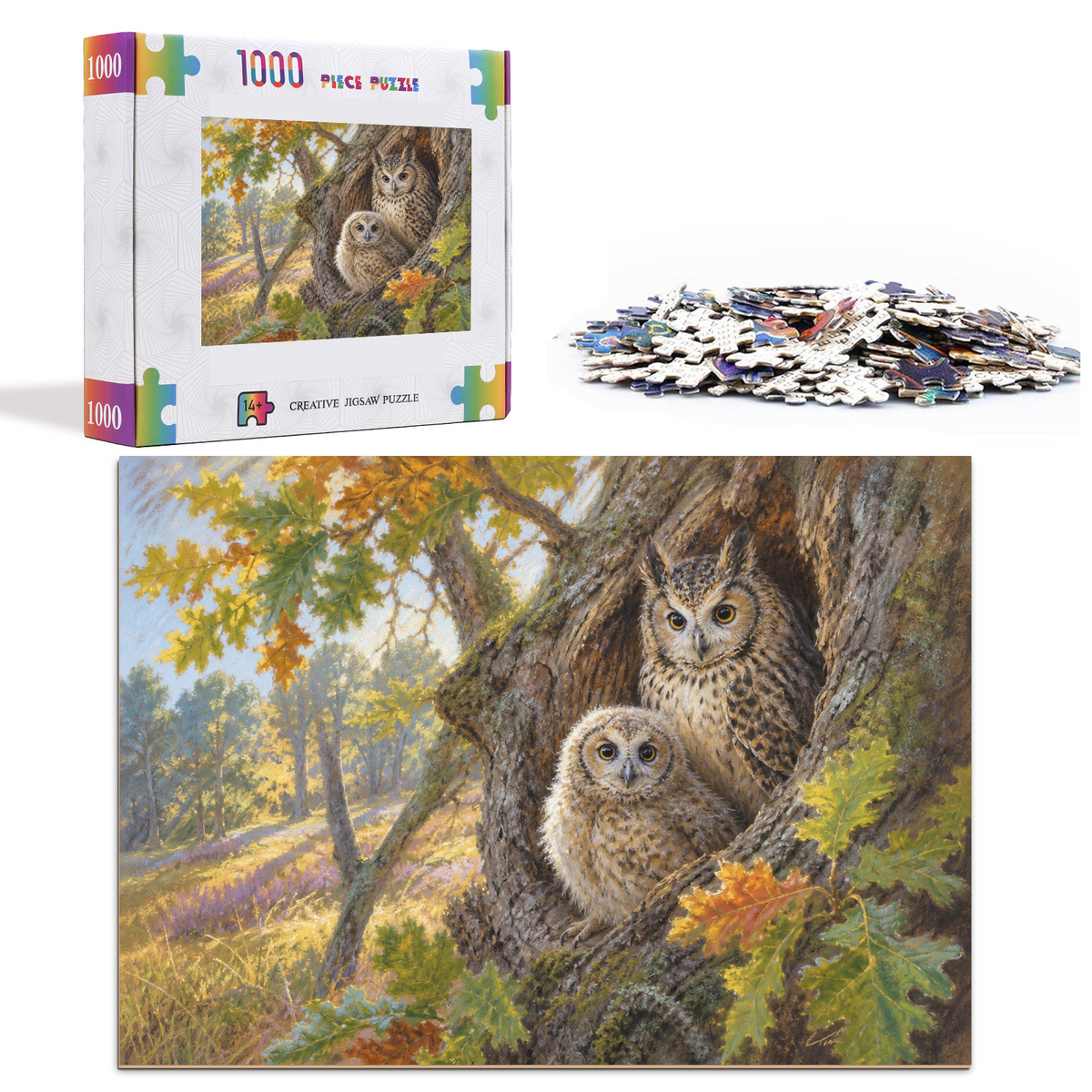 Sunlit Owls Landscape Puzzle - puzzle product view