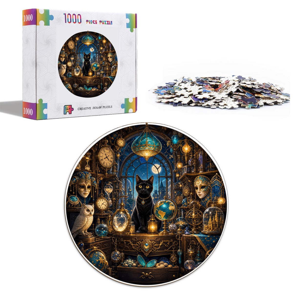 Golden Midnight Curiosity Shop Round Puzzle - puzzle product view