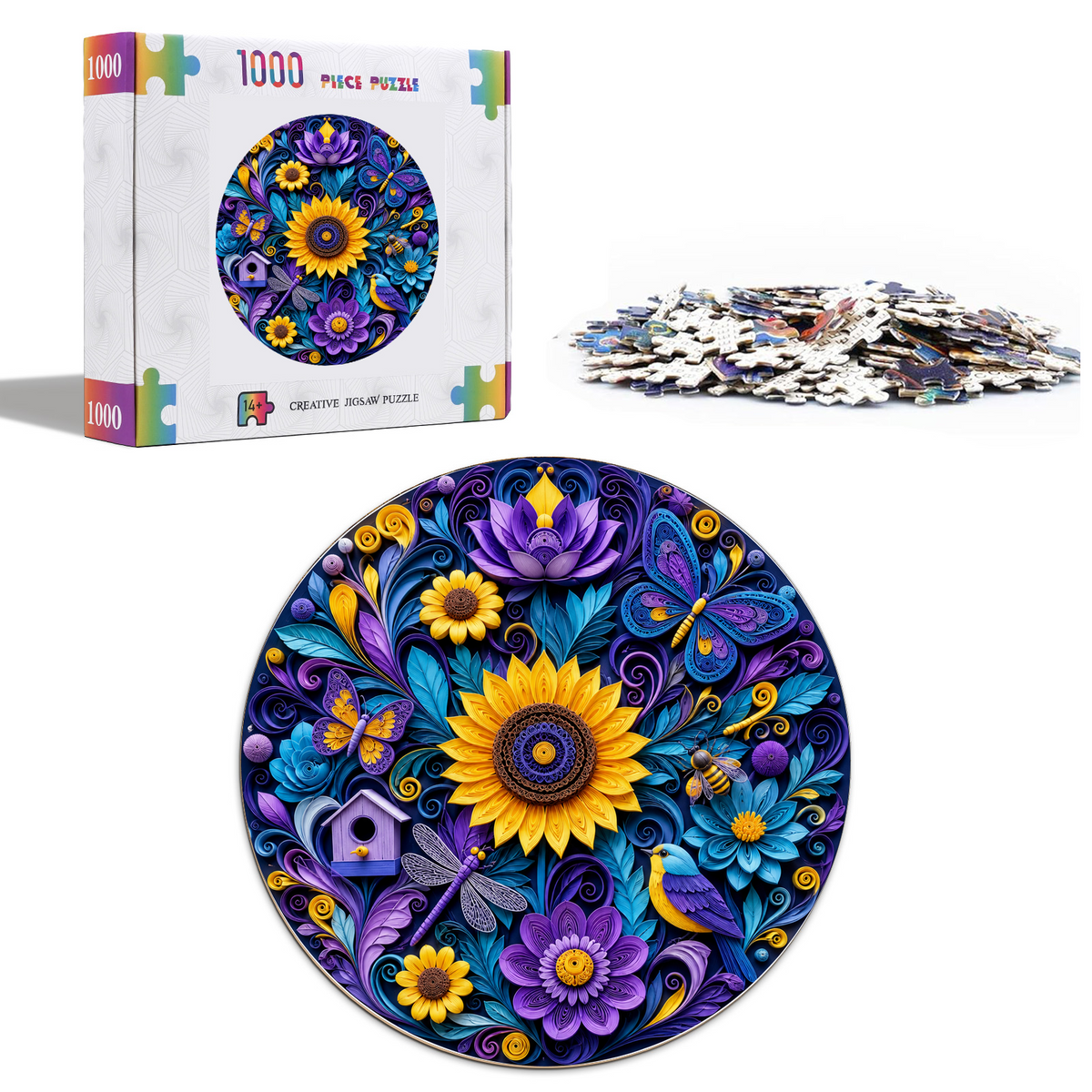 Velvet Paper Garden Symphony Round Puzzle - puzzle product view