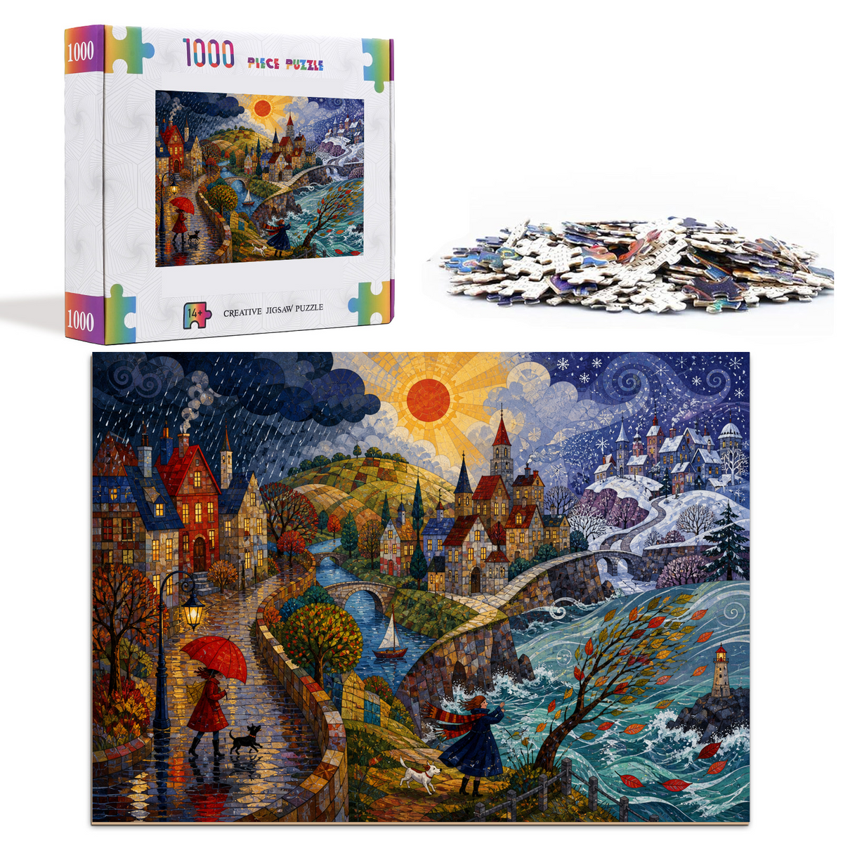 Luminous Weather Adventure Town Landscape Puzzle - puzzle product view