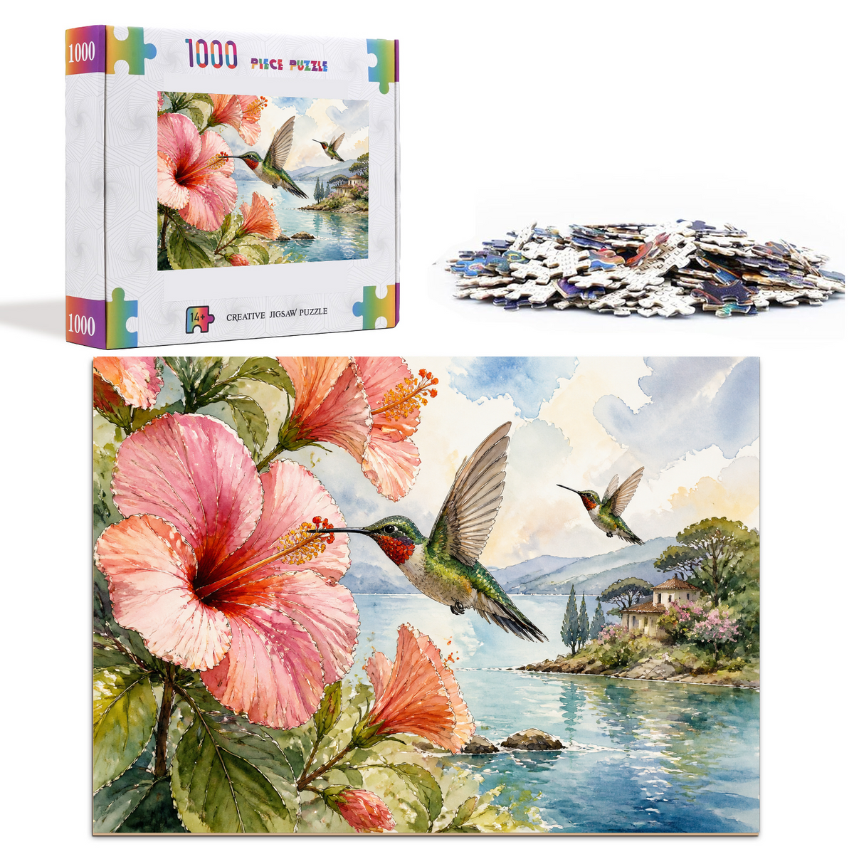 Sunlit Hummingbirds Landscape Puzzle - puzzle product view