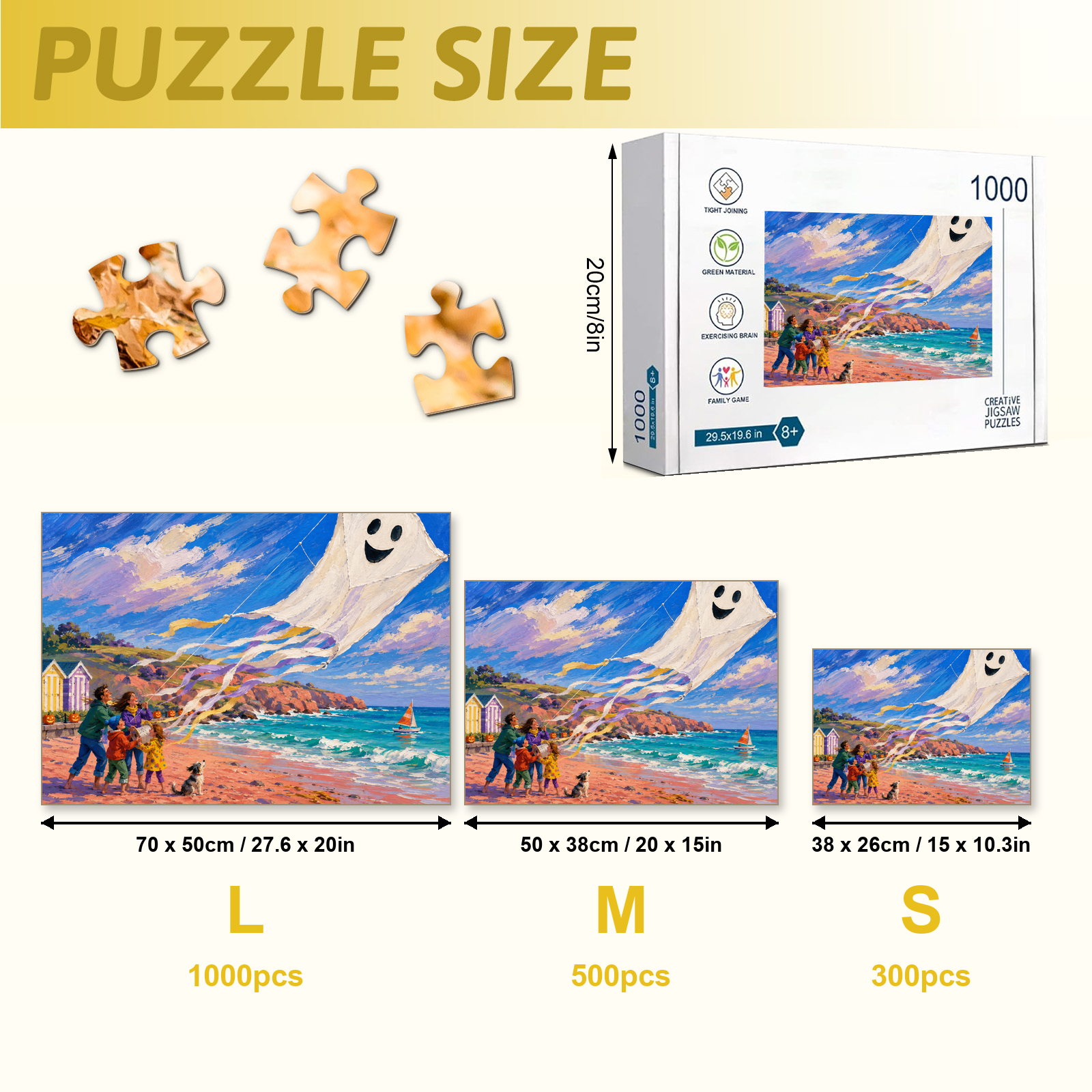 Giant Ghost Kite Halloween 1000 Piece Puzzle - puzzle detail view