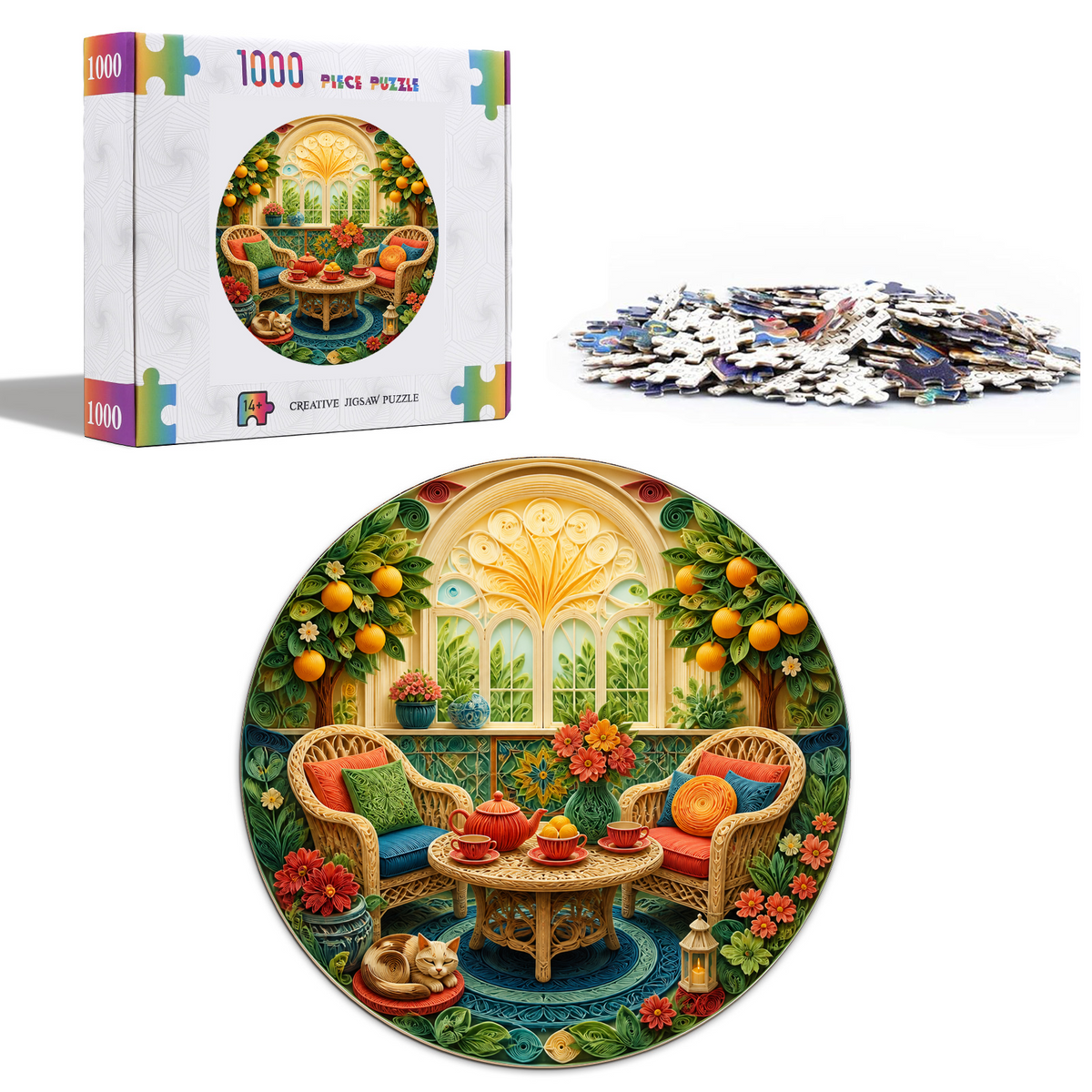Radiant Sunroom Tea Corner Round Puzzle - puzzle product view