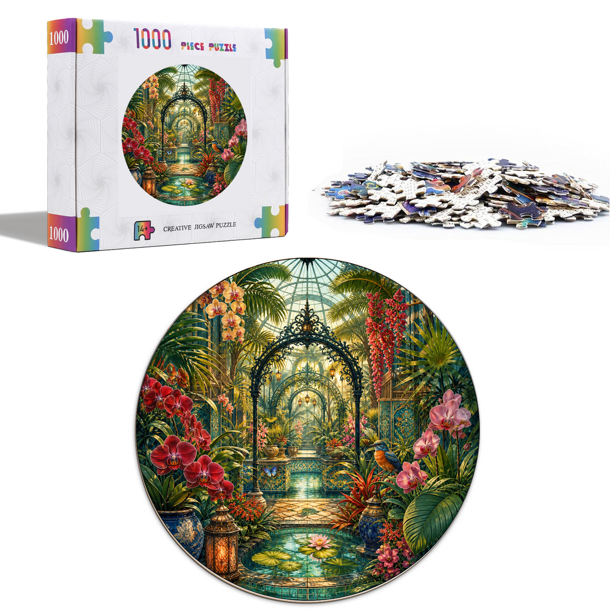 Velvet Botanical Greenhouse Maze Round Puzzle - puzzle product view