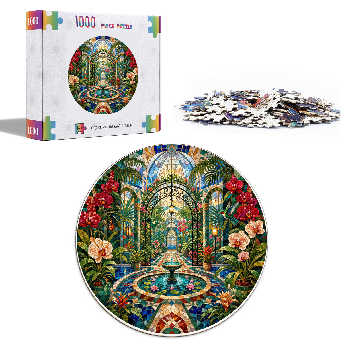 Radiant Botanical Greenhouse Maze Round Puzzle - puzzle product view