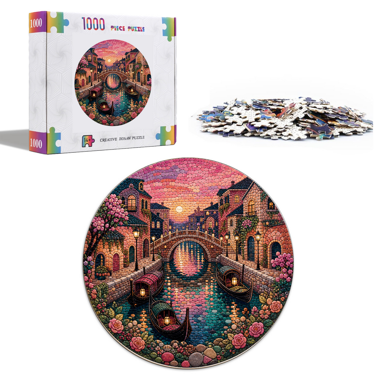 Whispering Canal Lantern Quarter Round Puzzle - puzzle product view