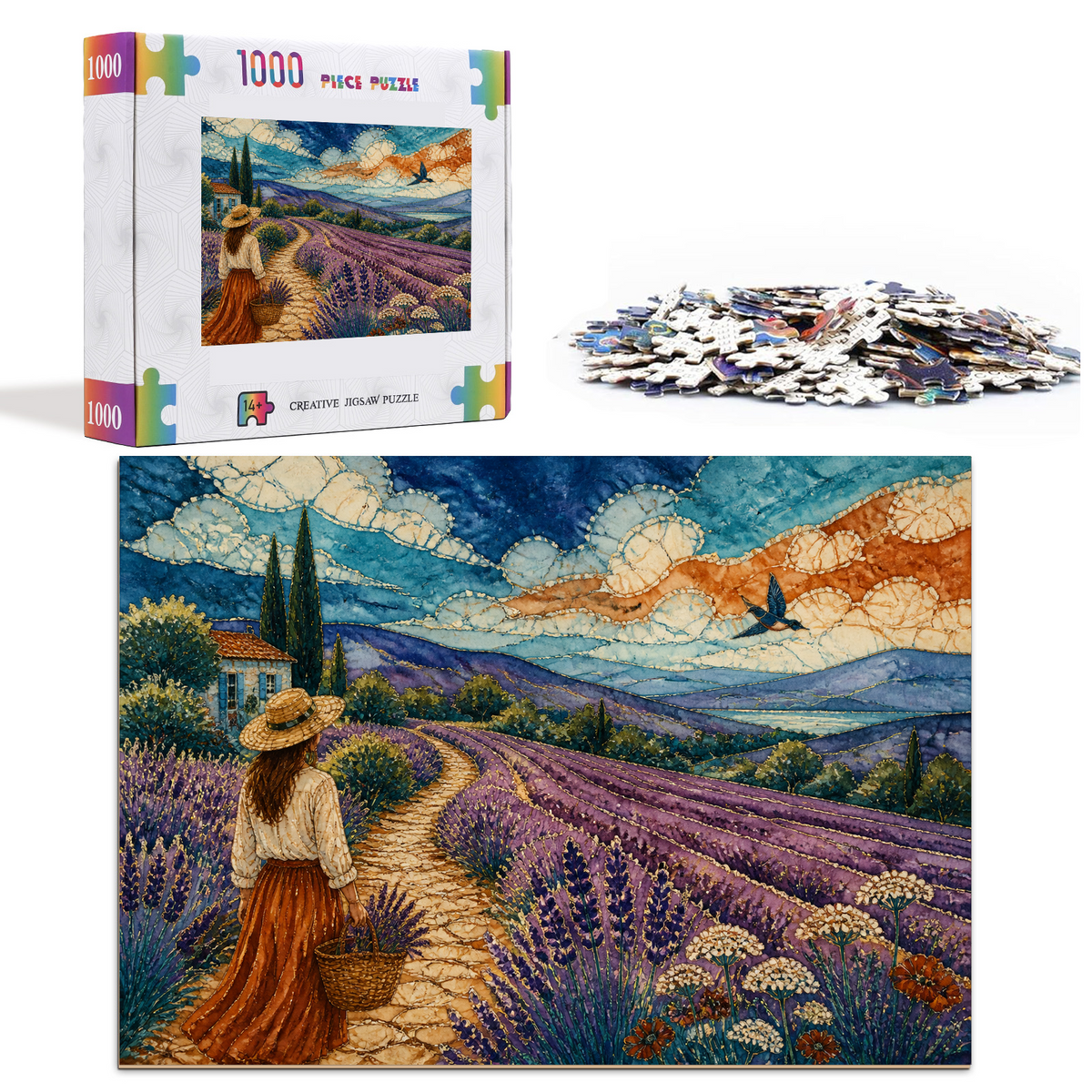 Luminous Lavender Hills Landscape Puzzle - puzzle product view