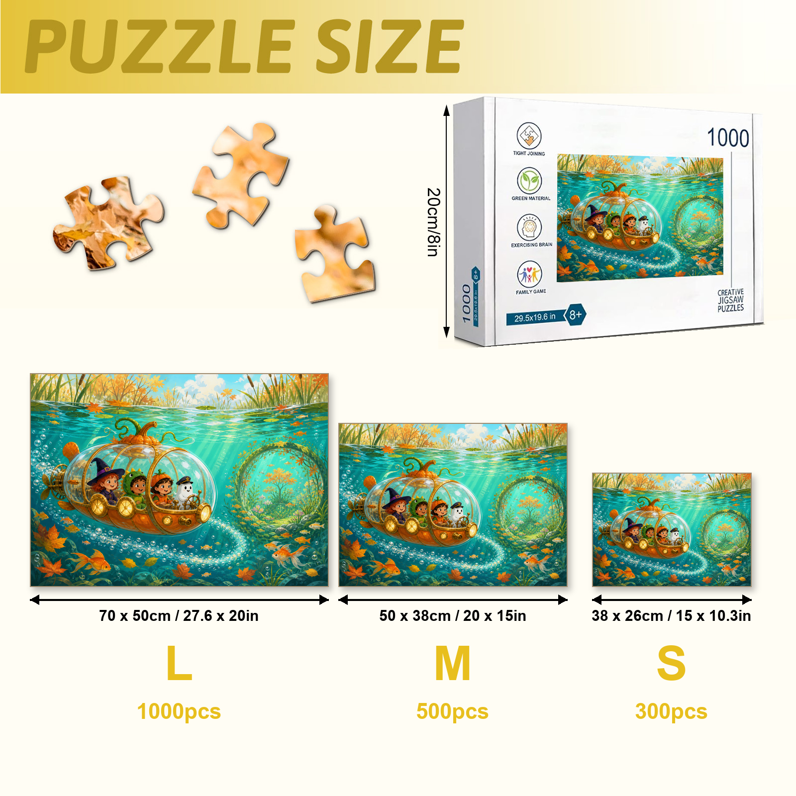 Pumpkin Pond Submarine 1000 Piece Puzzle - puzzle detail view