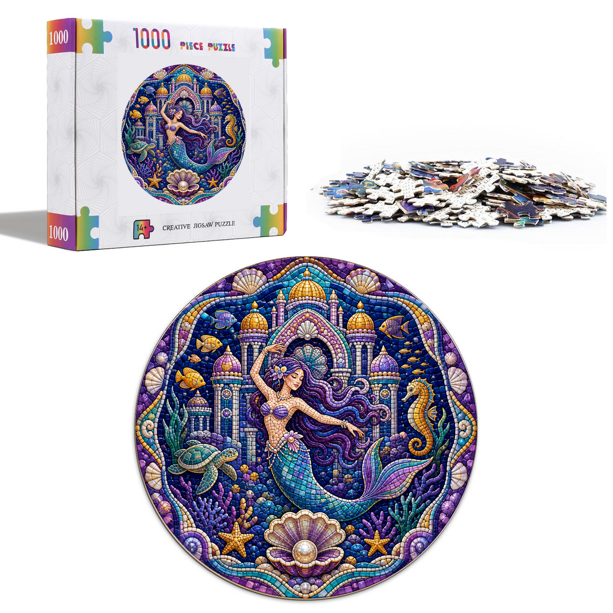Dancing Mermaid Coral Palace Round Puzzle - puzzle product view