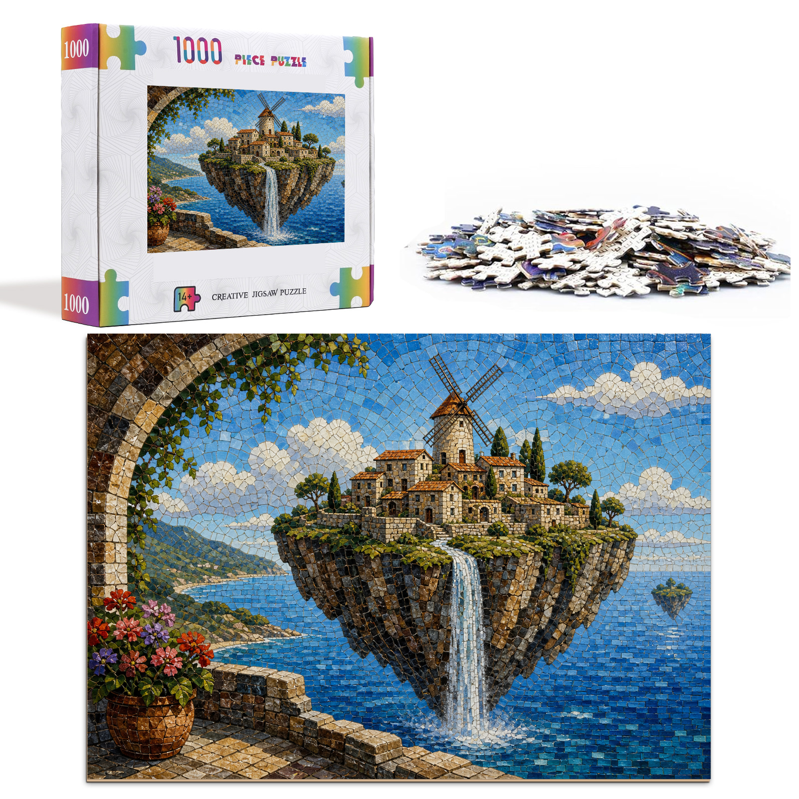 Quiet Floating Island Village Landscape Puzzle - puzzle product view