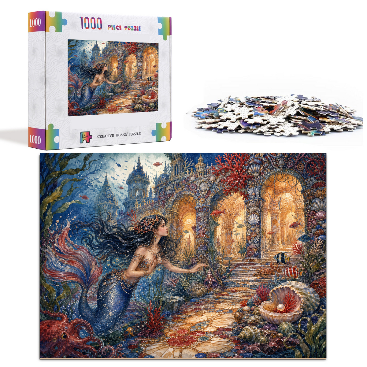 Misty Mermaid Coral Palace Landscape Puzzle - puzzle product view