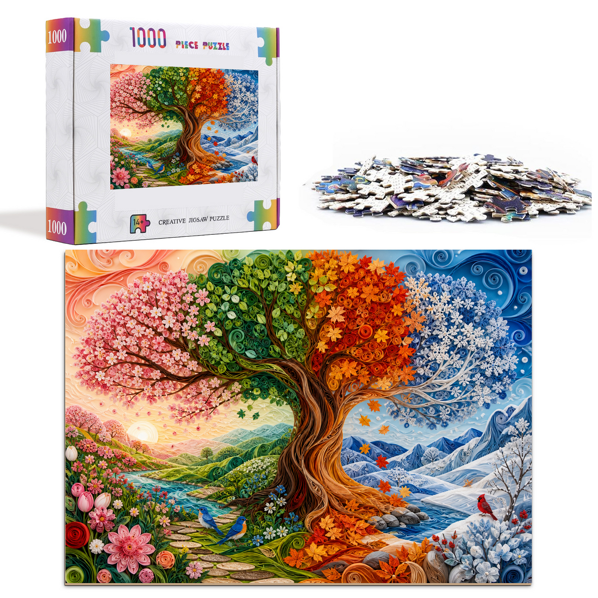 Whispering Four Seasons Tree Landscape Puzzle - puzzle product view