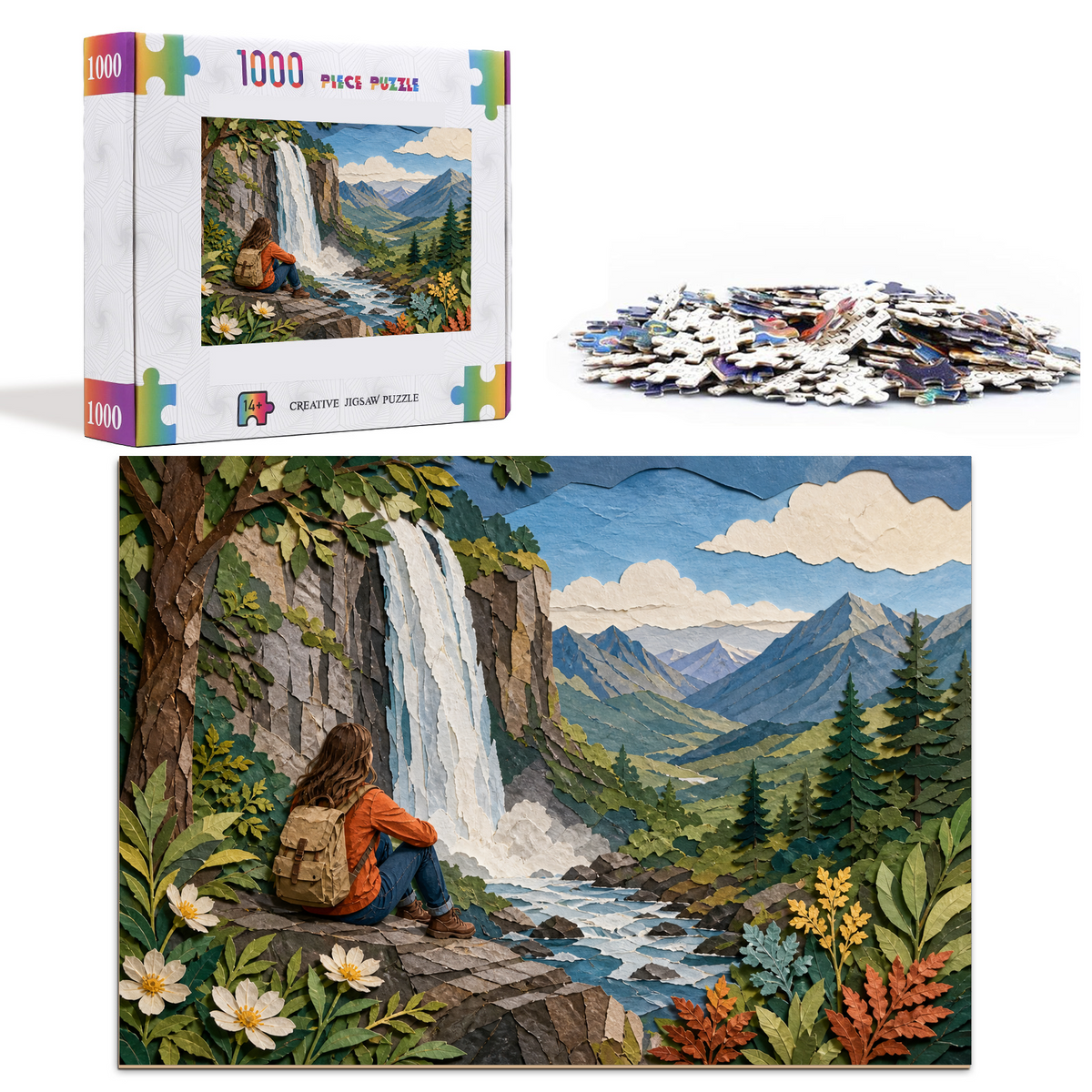 Luminous Waterfall Gorge Landscape Puzzle - puzzle product view