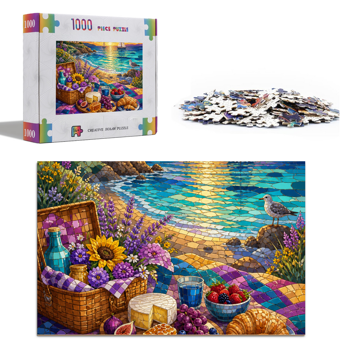 Honeyed Coastal Picnic Feast Portrait Puzzle - puzzle product view