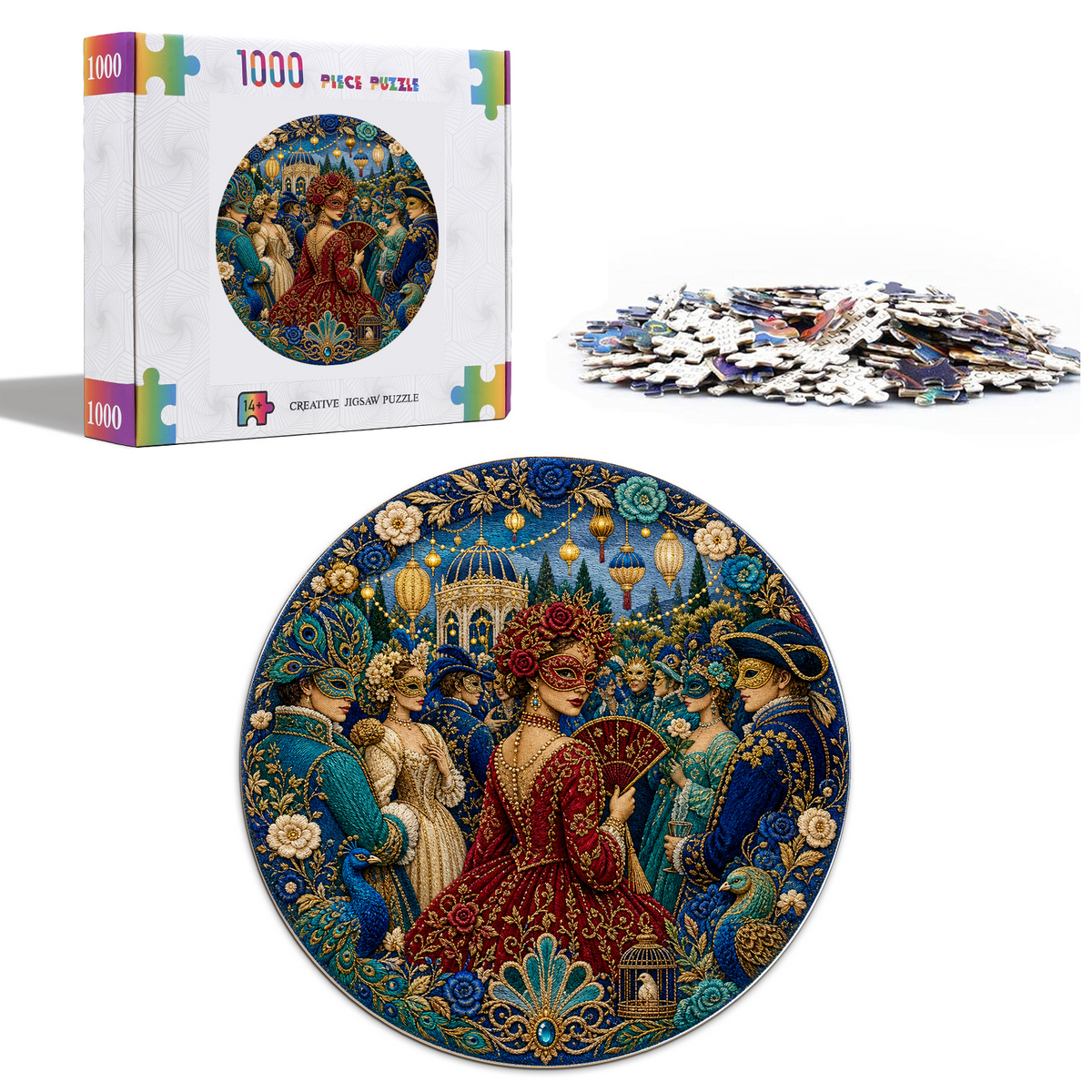 Crimson Masked Garden Ball Round Puzzle - puzzle product view