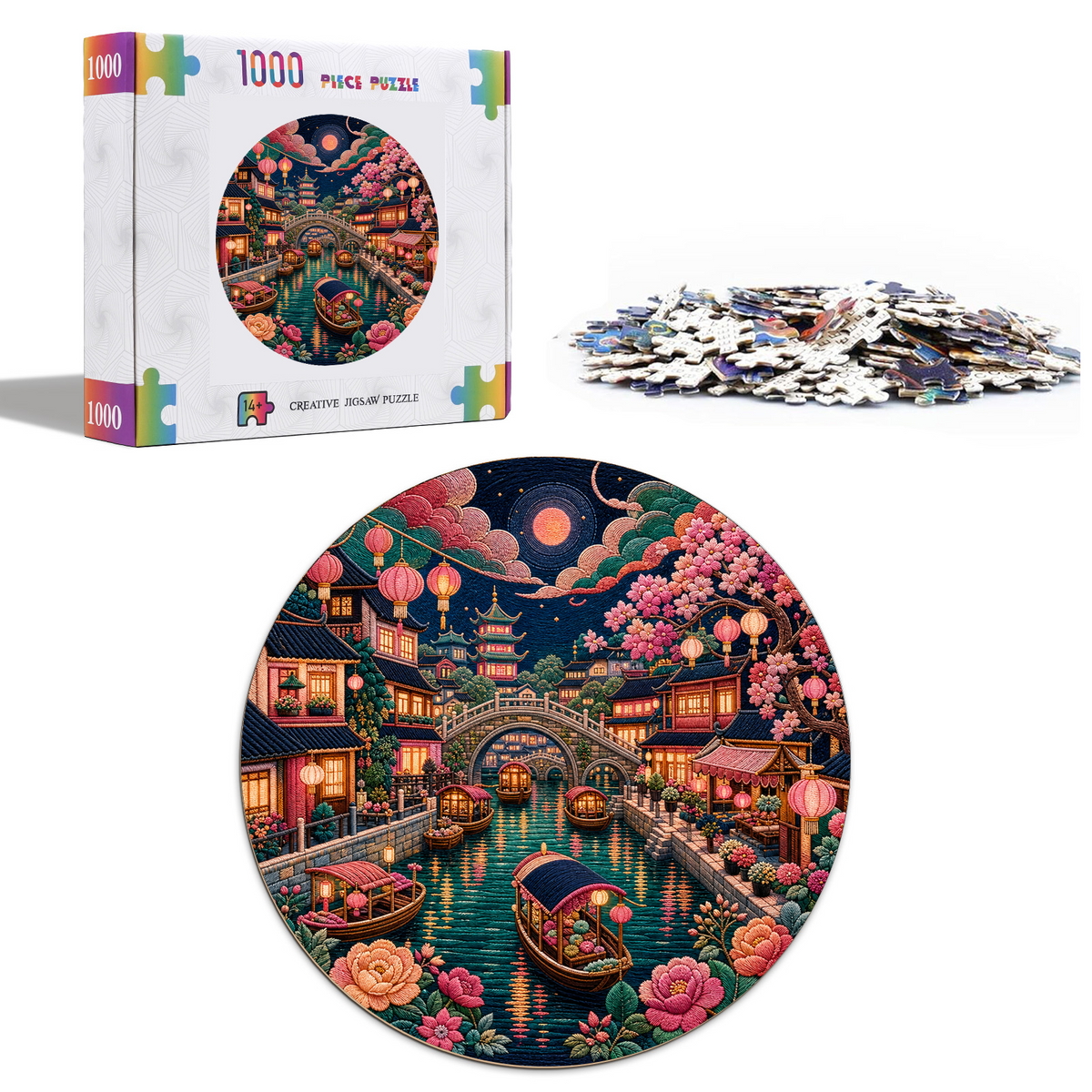 Dancing Canal Lantern Quarter Round Puzzle - puzzle product view