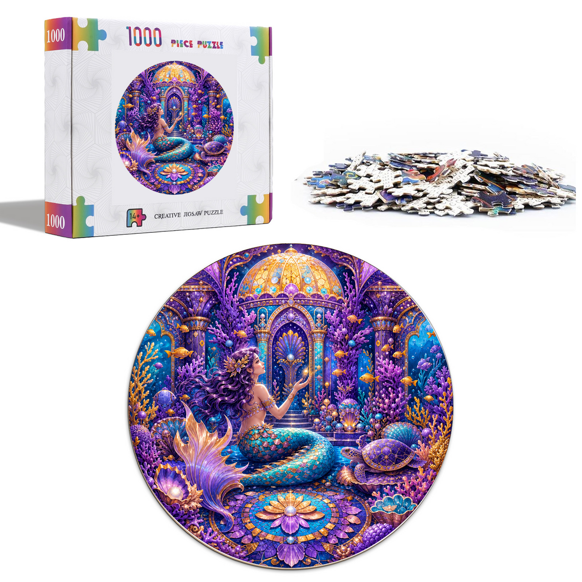 Copperleaf Mermaid Coral Palace Round Puzzle - puzzle product view