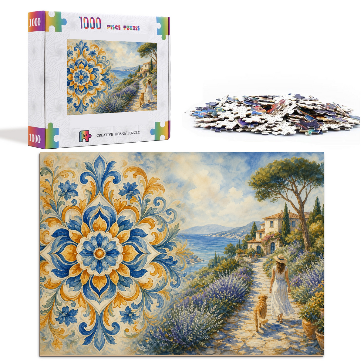 Rain Washed Ceramic Mural Mandala Ornamental Landscape Puzzle - puzzle product view