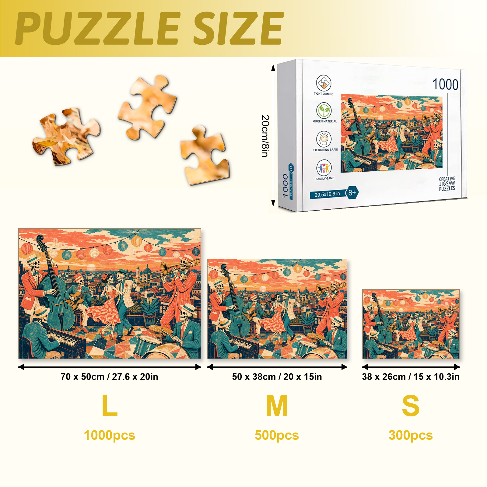 Rooftop Skeleton Swing 1000 Piece Puzzle - puzzle detail view