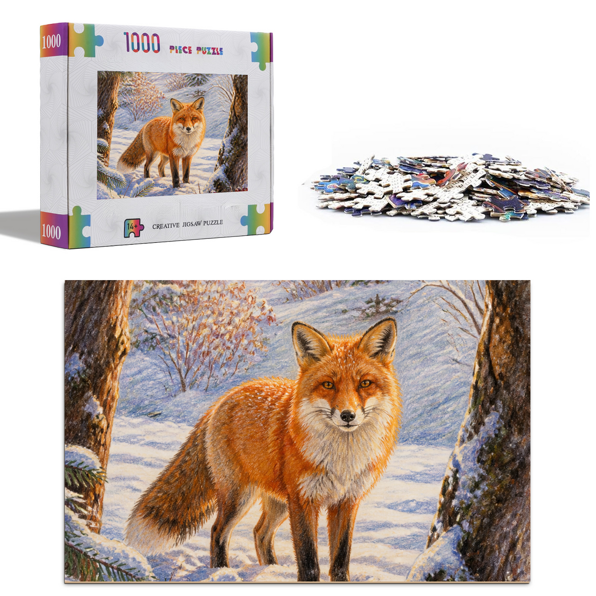 Sunlit Red Fox Portrait Puzzle - puzzle product view