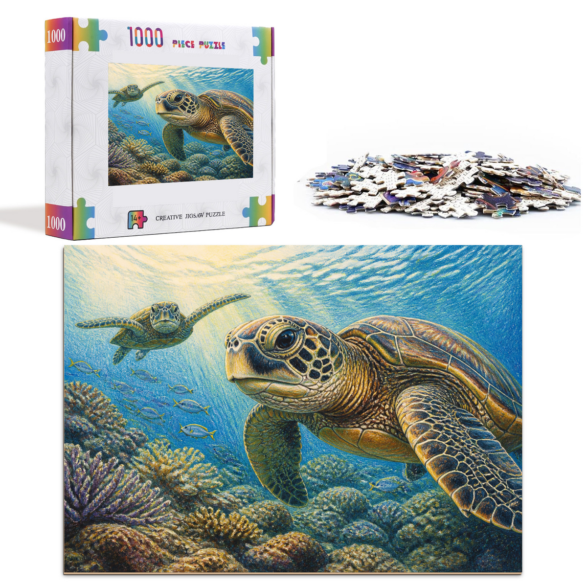 Luminous Sea Turtles Landscape Puzzle - puzzle product view