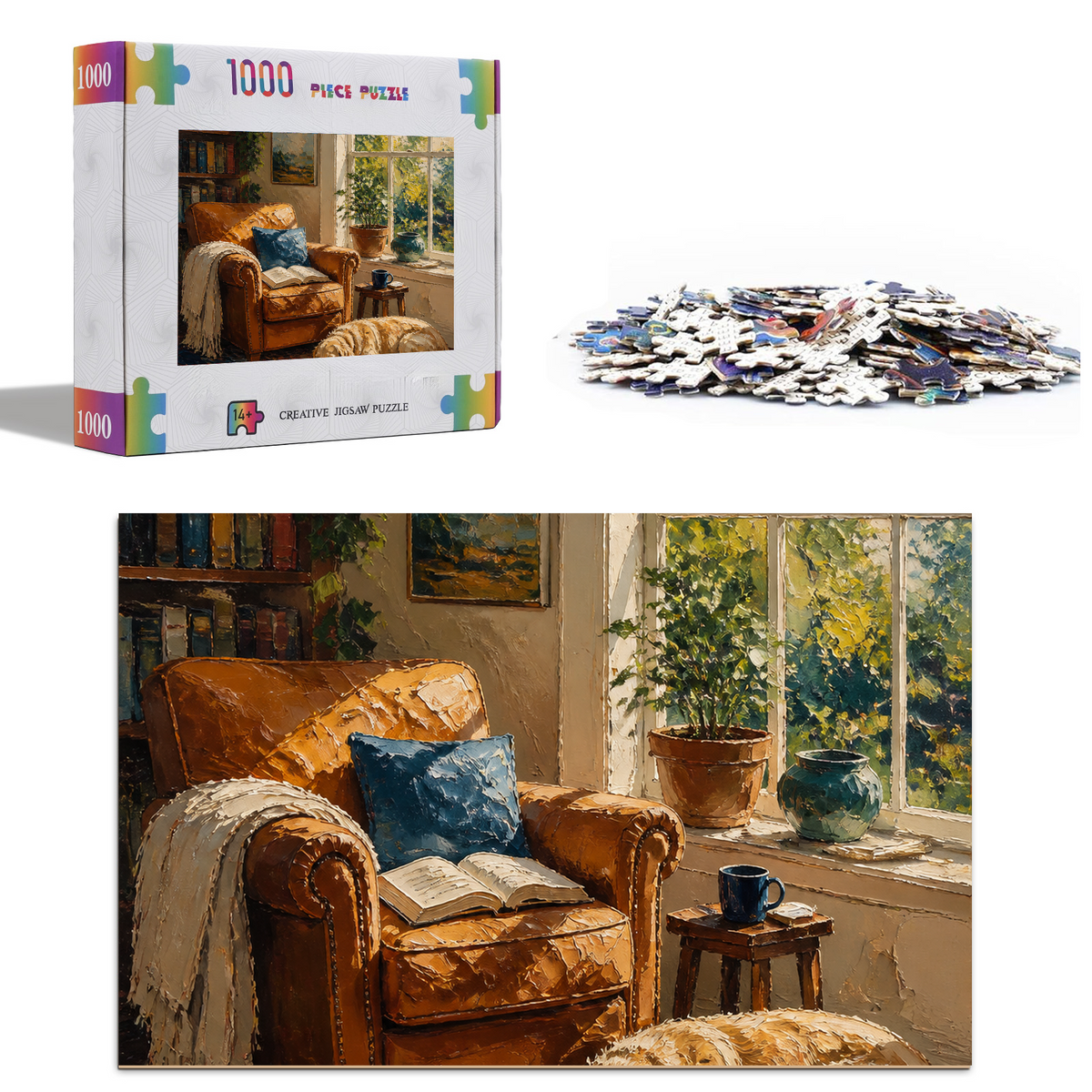 Sunlit Reading Nook Portrait Puzzle - puzzle product view
